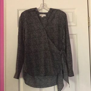 Michael Kors Leopard Print Long Sleeve Blouse